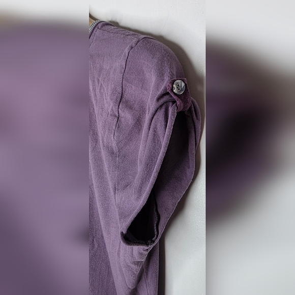 Lilac Cotton Top With Grey Trim And Ruching Lg. - Picture 7 of 12